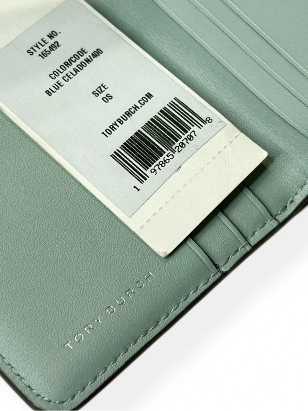 TORY BURCH Robinson Croc-Embossed Bifold Wallet - Blue Celadon